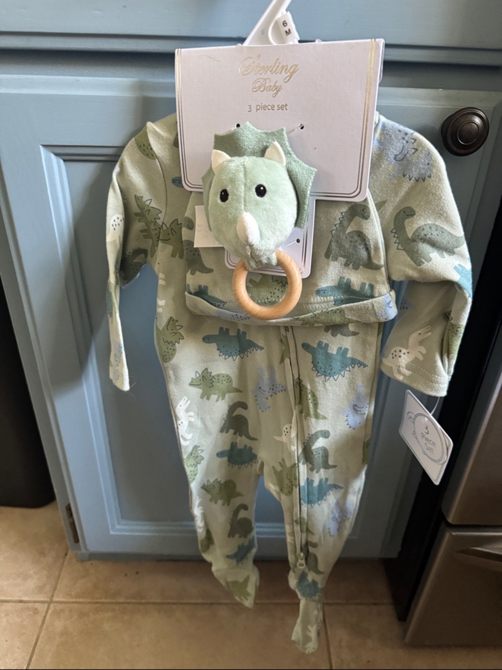 Sterling Baby Green Dinosaur Footie Set with Teether